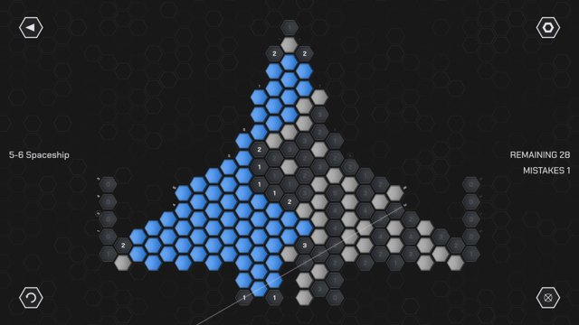 Spaceship: a campaign level mid-solve, blue