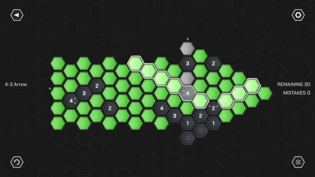 Arrow: an emitter level mid-solve, green