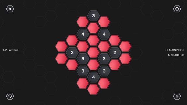 Lantern: a small early level with number clues, red