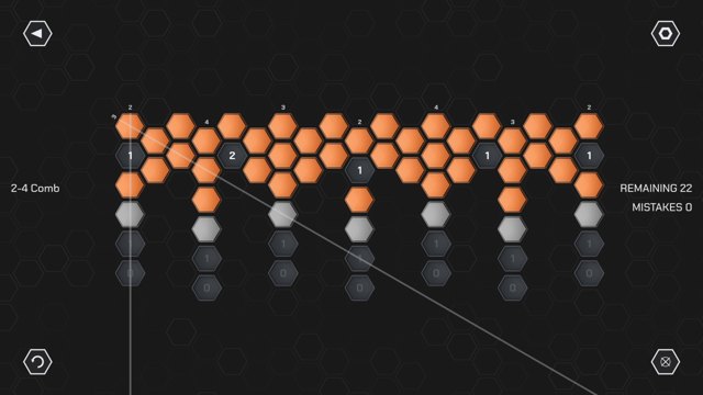 Comb: line clues running across the board, orange